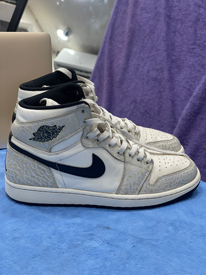 Air Jordan 1 Mid Elephant Print – Blanc/Gris/Noir- Pointure 44