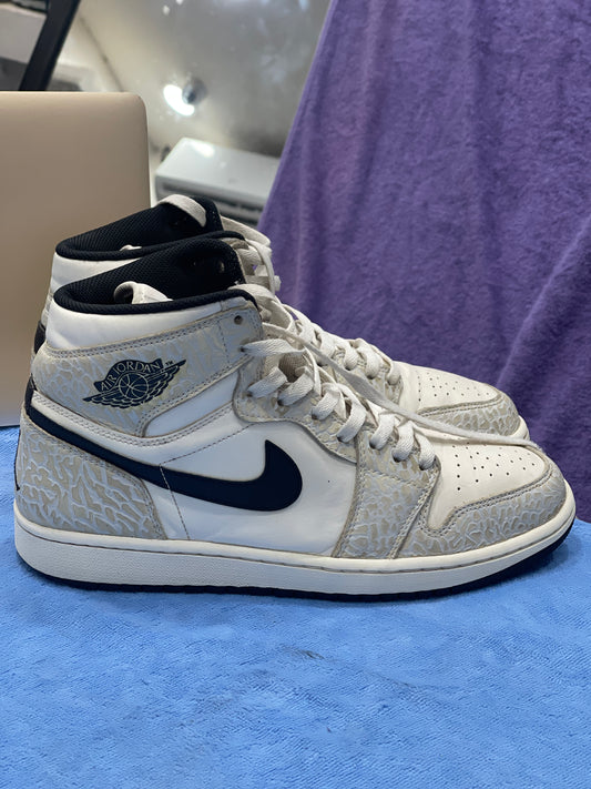 Air Jordan 1 Mid Elephant Print – Blanc/Gris/Noir- Pointure 44