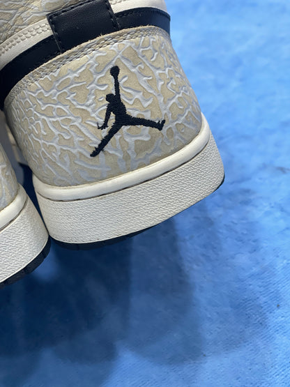 Air Jordan 1 Mid Elephant Print – Blanc/Gris/Noir- Pointure 44